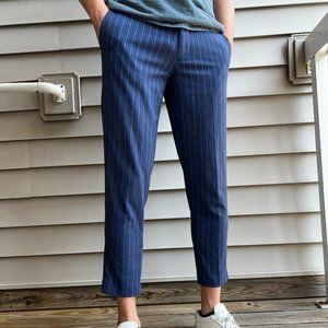 ASOS DESIGN skinny crop smart pants in stone and navy pinstripe